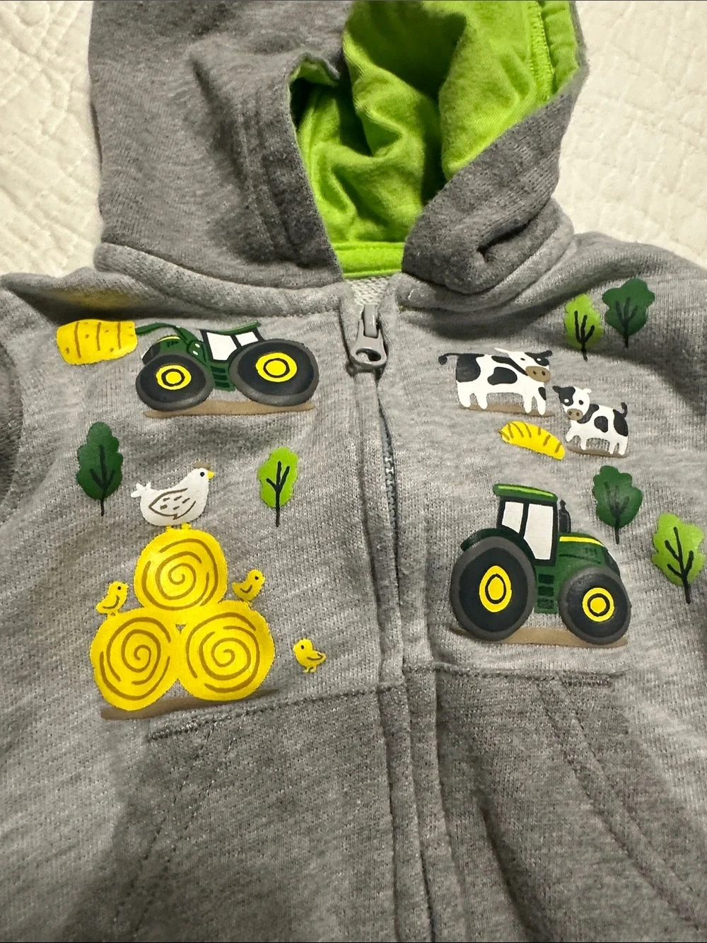 0281 John Deere Gray and Green Infant Matching Set Hoodie & Pants size 3-6 mths